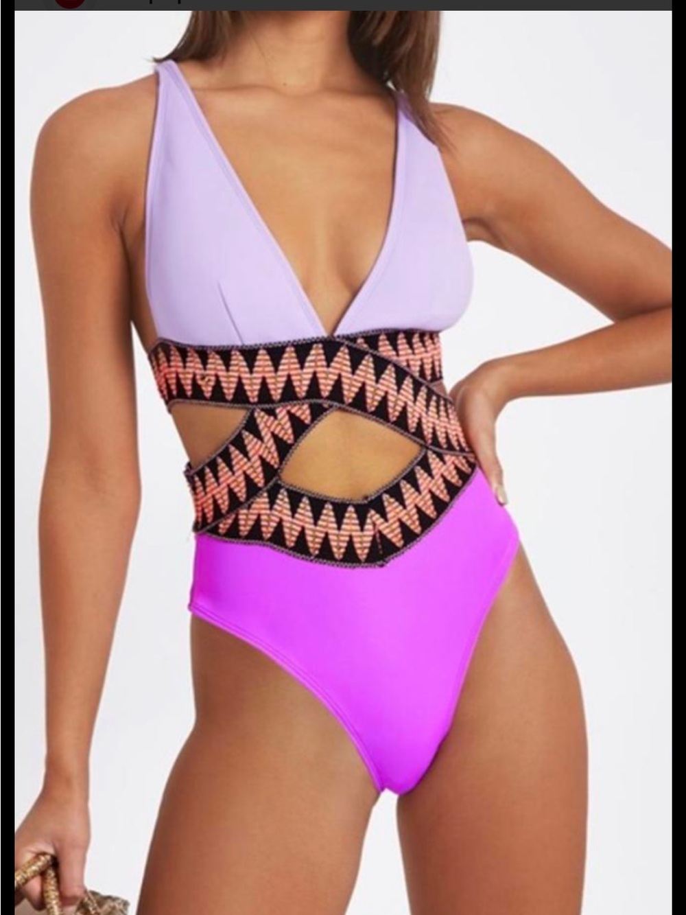 Nuresort sz 10/Med one piece bathing suits 2-Tone Cutout w Embellished Waistband